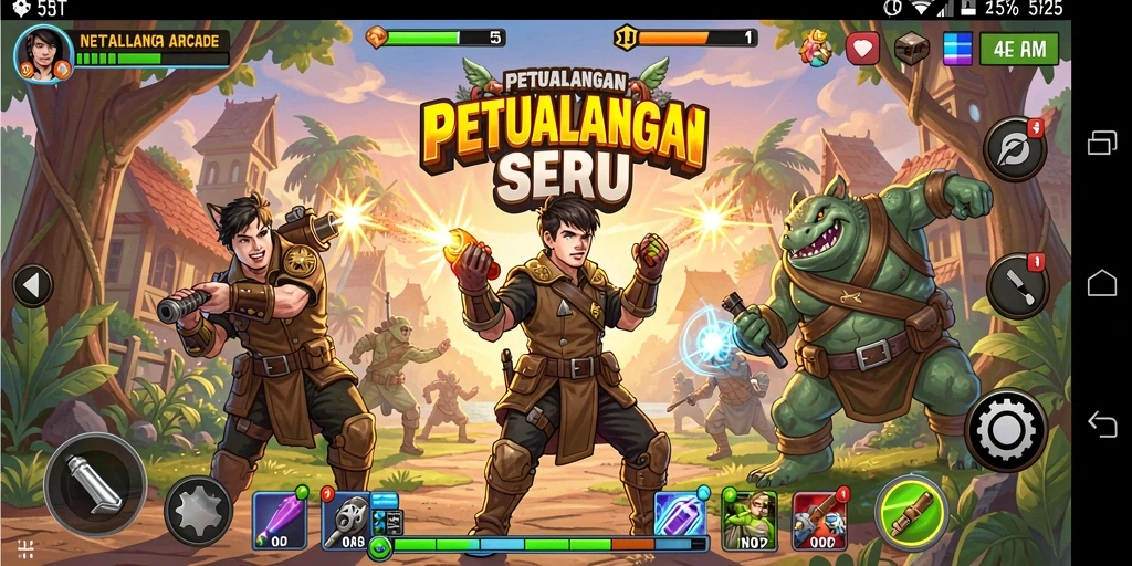 Tampilan seru gameplay 55RT dalam aksi Arcade.