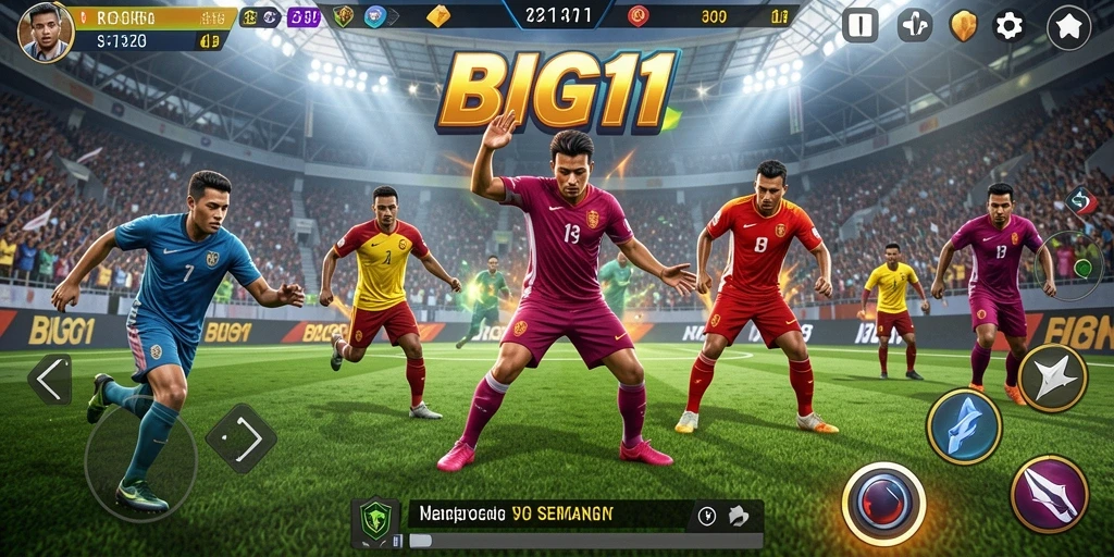 Tampilan gameplay menarik dari BIG11 dengan aksi olahraga yang seru.