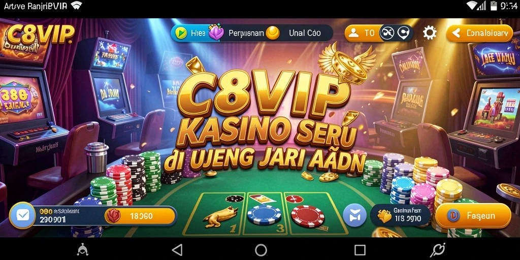 Screenshot C8VIP menampilkan suasana kasino yang mendebarkan.