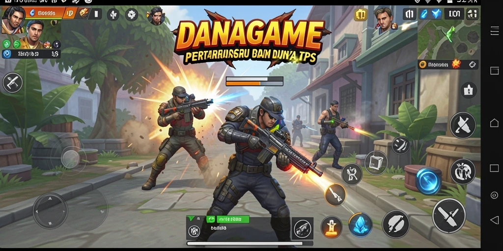 Tampilan seru gameplay DANAGAME dalam pertarungan TPS yang intens.