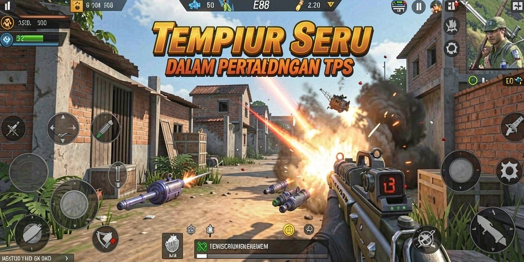 Tangkapan layar dari gameplay TPS E88 yang intens.