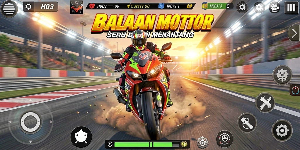 Gameplay mendebarkan di H03 menantang keterampilan balapan Anda.