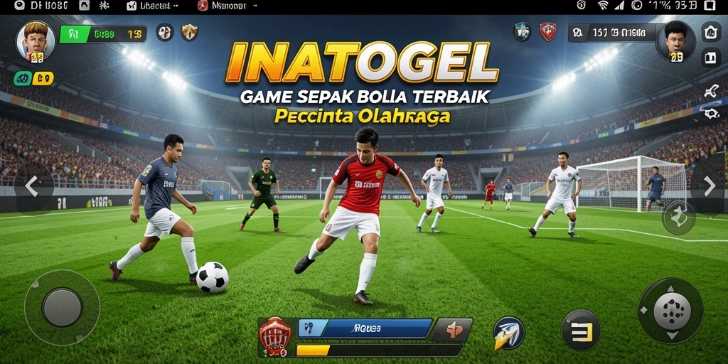 Tampilan gameplay seru dalam INATOGEL dengan aksi sepak bola nyata.