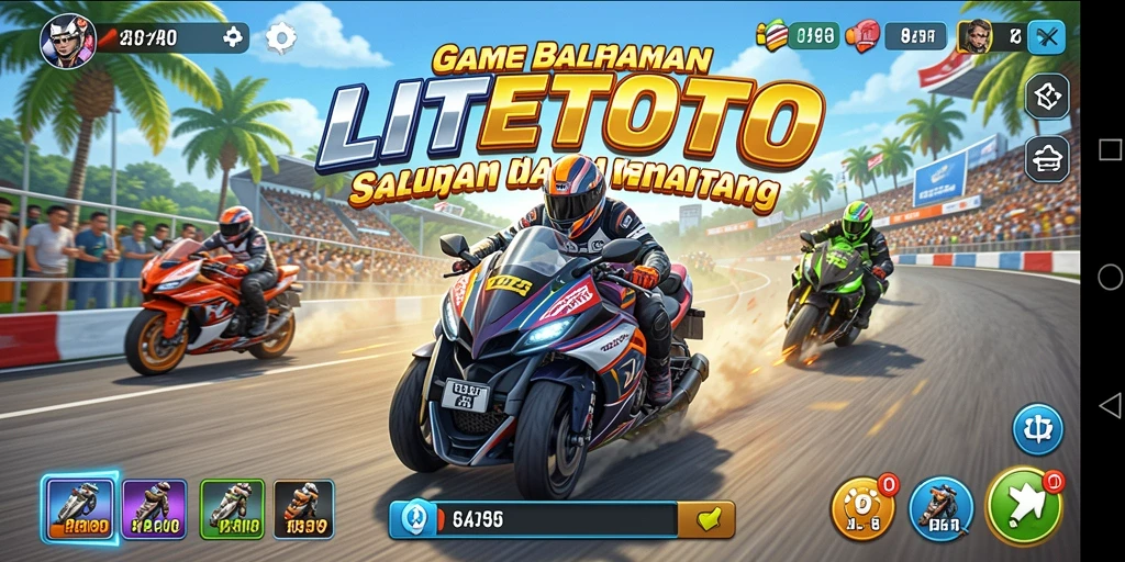 Tampilan gameplay LITETOTO yang mendebarkan dan penuh aksi balapan.