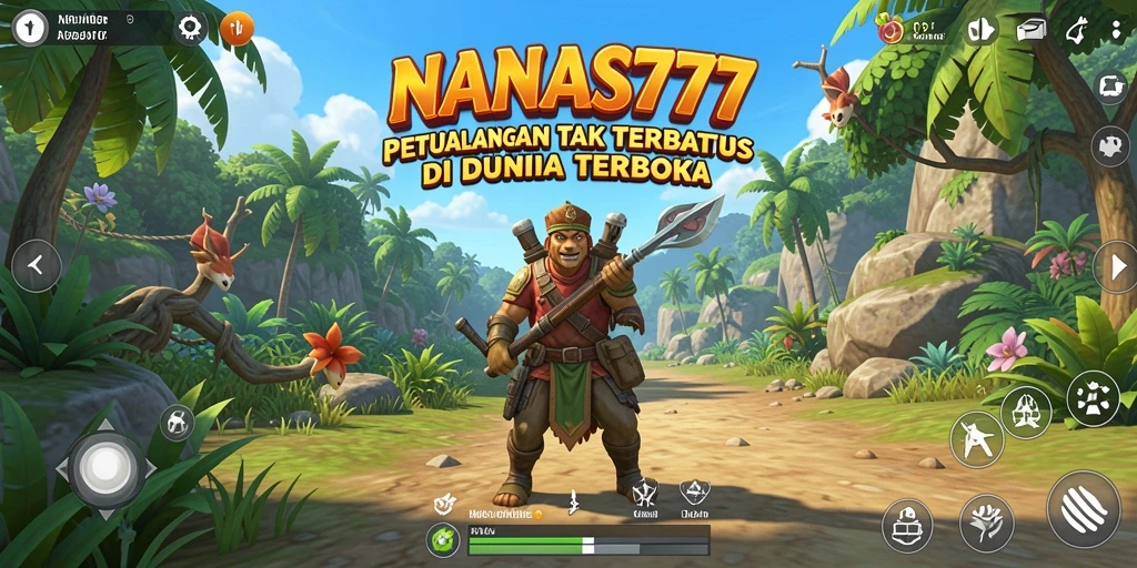 Screenshot utama NANAS777 yang menunjukkan pemandangan indah dunia terbuka.
