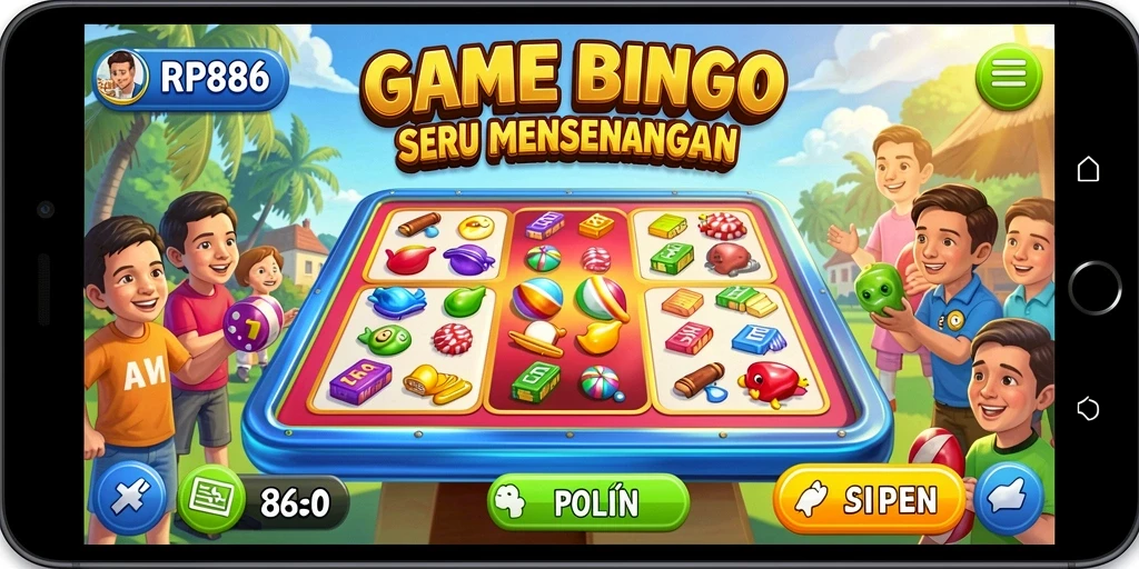 Tampilan permainan Bingo yang seru dari RP886 dengan suasana yang meriah.
