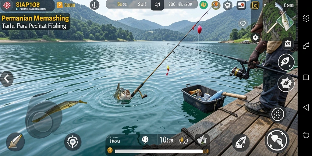Tampilan screenshot game SIAP108 dengan aktivitas memancing yang seru.