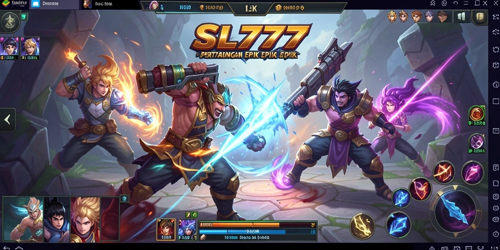 Screenshot gameplay SL777 dengan pertarungan seru antar tim.