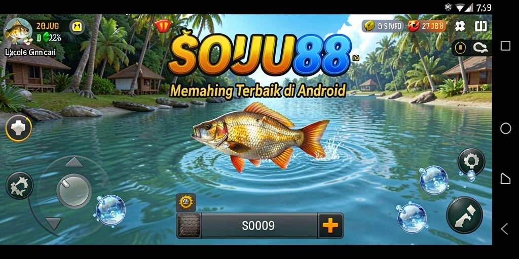 Screenshot gameplay <strong>SOJU88</strong> menunjukkan pengalaman memancing yang seru.
