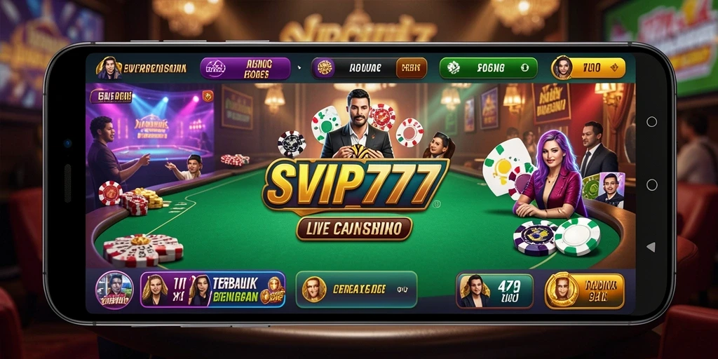 Screenshot SVIP777 menampilkan dealer langsung dan gameplay seru.