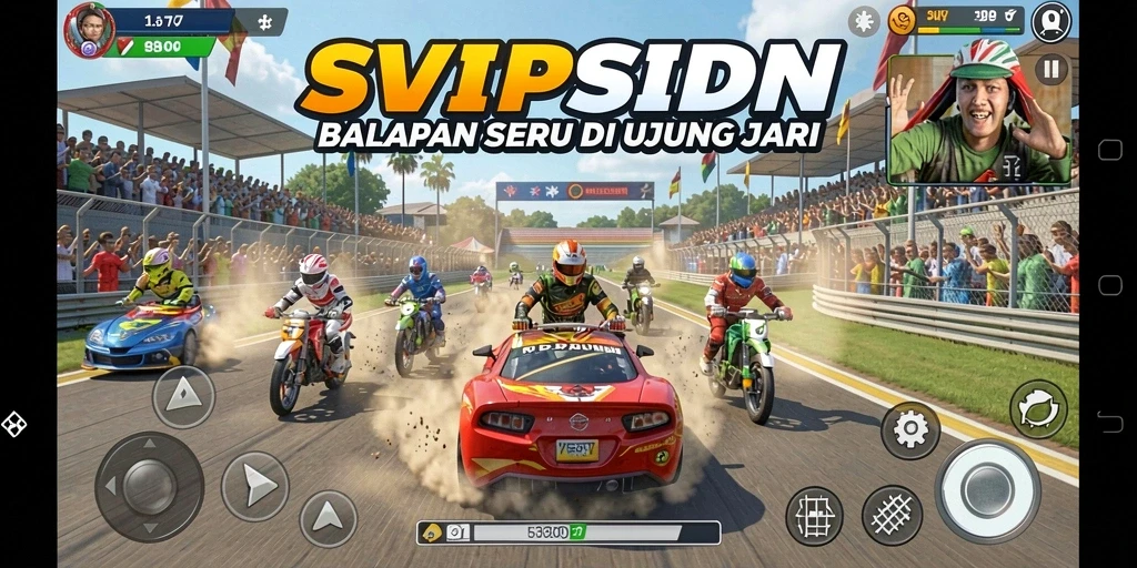 Tampilkan momen balapan seru dengan mobil cepat.