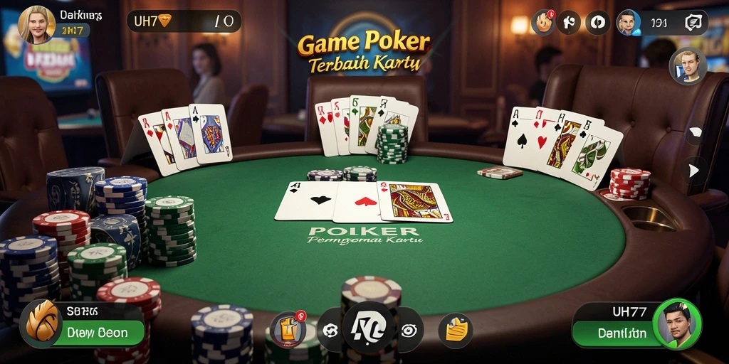 Tampilan gameplay UH77 yang memikat dan seru saat bermain Poker.