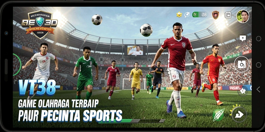 Tampilan gameplay VT38 dengan aksi seru selama pertandingan olahraga.