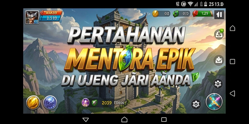 Tampilan gameplay menegangkan dari WAK89 dalam dunia Tower Defense.