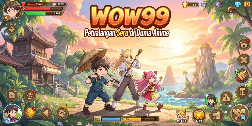 Screenshot gameplay WOW99 menampilkan petualangan karakter anime yang seru.