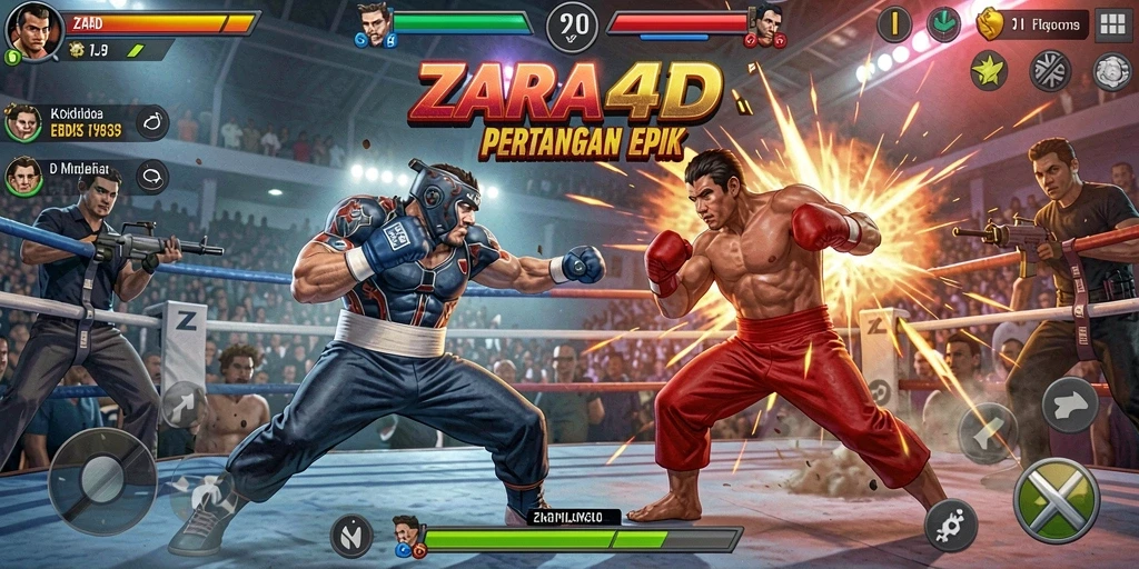 Screenshot ZARA4D menampilkan pertarungan seru antar karakter.